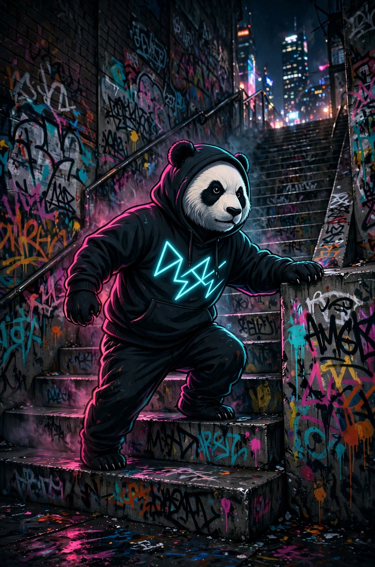 Panda1Nation graffiti artwork: climb