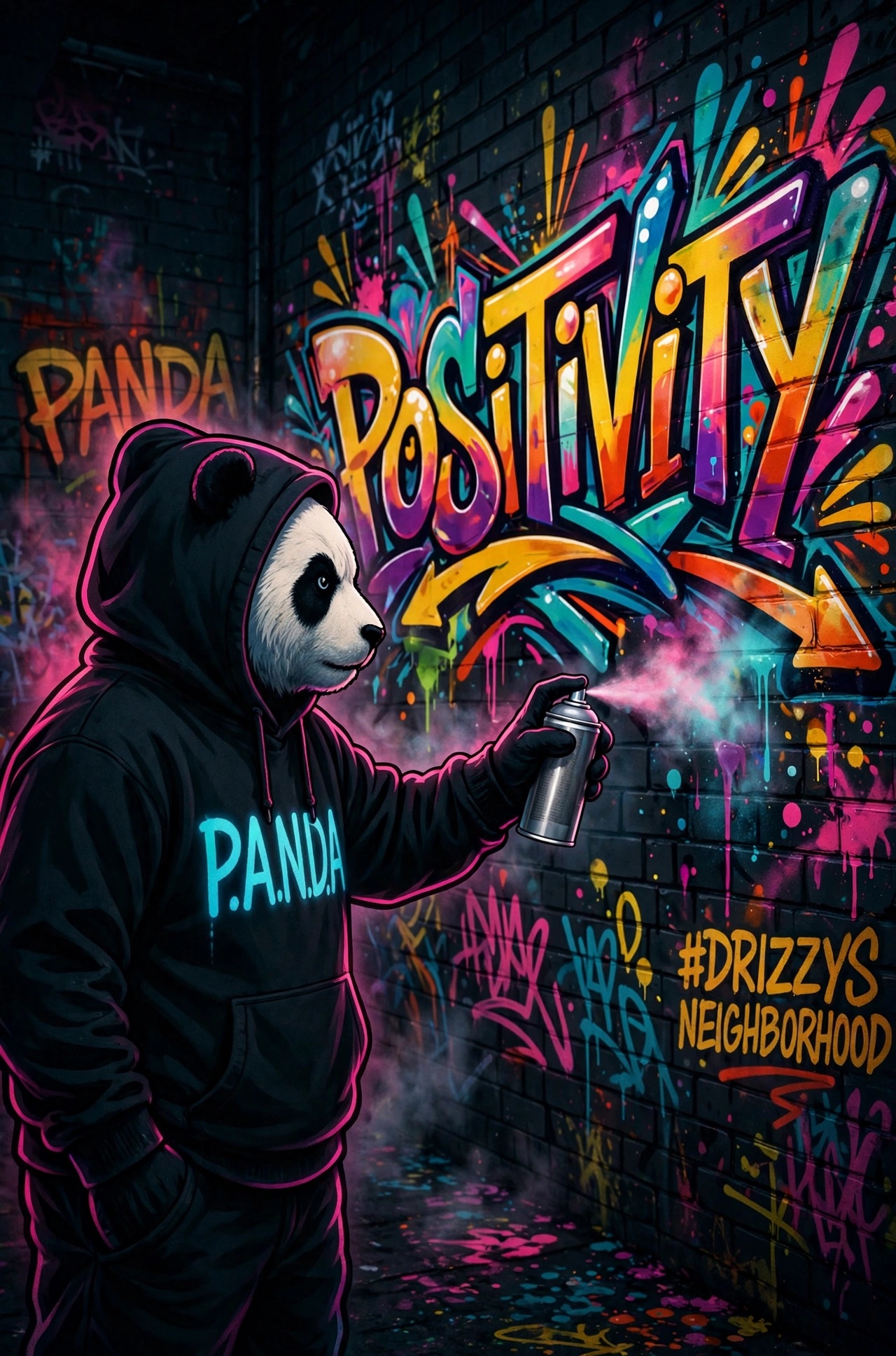 Panda1Nation graffiti artwork: mural